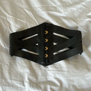 Lady Lucie Latex webbed corset belt in black, size S